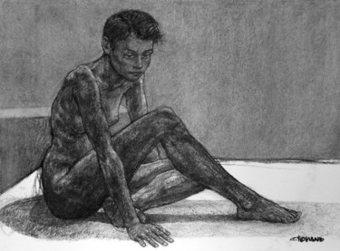 Drawing titled "académie 2018 27" by Christian Rolland, Original Artwork, Charcoal