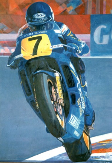 Painting titled "moto speed 5" by Christian Rolland, Original Artwork, Oil