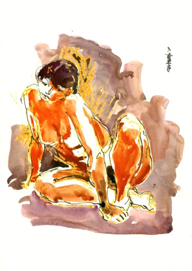 Peinture intitulée "A4 1998 7" par Christian Rolland, Œuvre d'art originale, Gouache