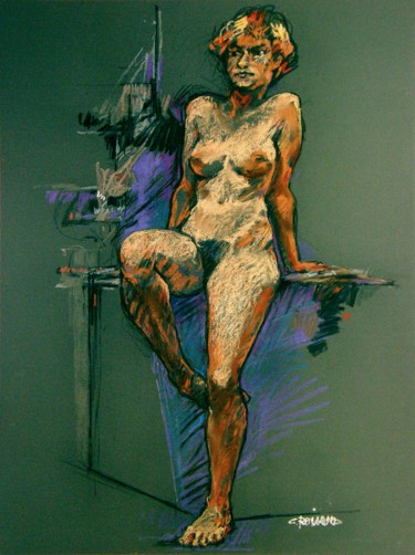 Desenho intitulada "fusain pastel 1995 1" por Christian Rolland, Obras de arte originais, Carvão