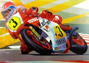 Peinture intitulée "moto speed 8" par Christian Rolland, Œuvre d'art originale, Acrylique
