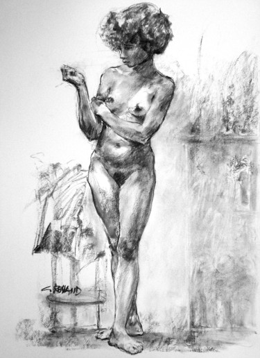 Drawing titled "fusain 1998 2" by Christian Rolland, Original Artwork, Charcoal