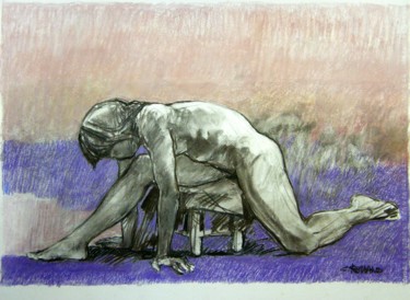 Drawing titled "fusain pastel 2002 1" by Christian Rolland, Original Artwork, Charcoal