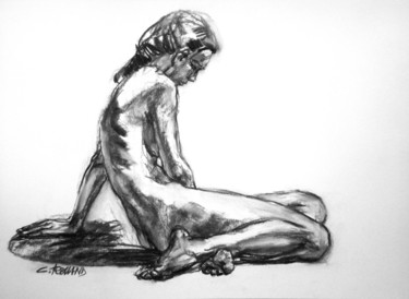 Drawing titled "fusain 1999 3" by Christian Rolland, Original Artwork, Charcoal