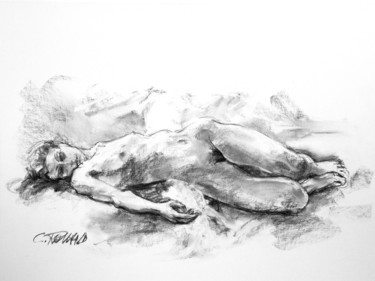 「fusain 1997 16」というタイトルの描画 Christian Rollandによって, オリジナルのアートワーク, 木炭