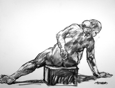 Drawing titled "fusain 2019 11" by Christian Rolland, Original Artwork, Charcoal