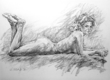 Drawing titled "fusain 1994 2" by Christian Rolland, Original Artwork, Charcoal