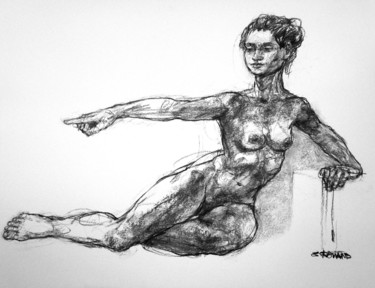 Drawing titled "fusain 2019 23" by Christian Rolland, Original Artwork, Charcoal