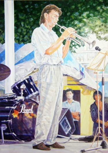 Painting titled "jazz painting 20" by Christian Rolland, Original Artwork, Oil