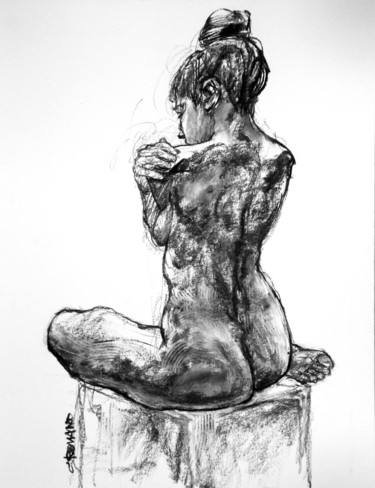 Drawing titled "fusain 2020 5" by Christian Rolland, Original Artwork, Charcoal