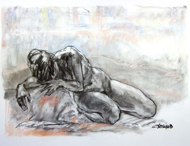 Drawing titled "fusain et craie 199…" by Christian Rolland, Original Artwork, Charcoal