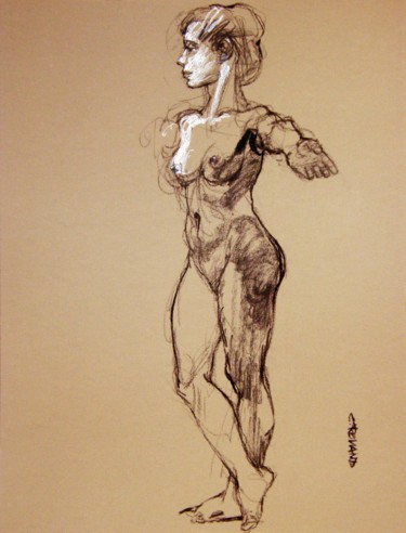 Drawing titled "fusain et craie 202…" by Christian Rolland, Original Artwork, Charcoal