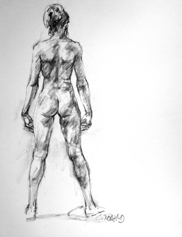 Drawing titled "fusain 1992 2" by Christian Rolland, Original Artwork, Charcoal