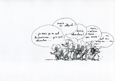 Dessin intitulée "souris 2" par Christian Rolland, Œuvre d'art originale, Encre