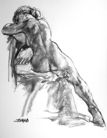 Drawing titled "fusain 1992 5" by Christian Rolland, Original Artwork, Charcoal
