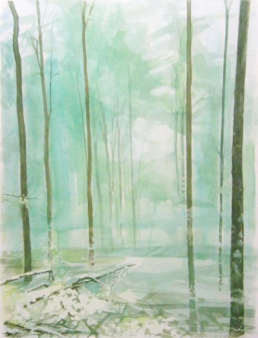 Peinture intitulée "le bois 1" par Christian Rolland, Œuvre d'art originale, Gouache