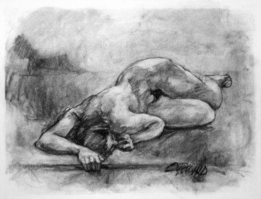 Рисунок под названием "fusain 1994 3" - Christian Rolland, Подлинное произведение искусства, Древесный уголь