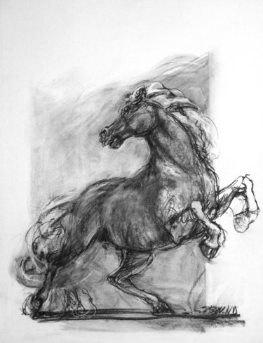 Drawing titled "fusain 1994 10" by Christian Rolland, Original Artwork, Charcoal