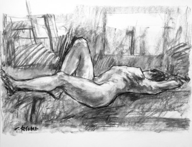 Drawing titled "fusain 1999 4" by Christian Rolland, Original Artwork, Charcoal