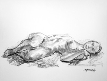 Drawing titled "fusain 1998 32" by Christian Rolland, Original Artwork, Charcoal