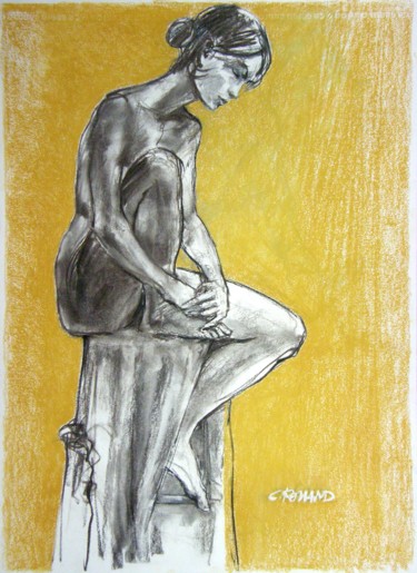 Рисунок под названием "fusain et craie 200…" - Christian Rolland, Подлинное произведение искусства, Древесный уголь