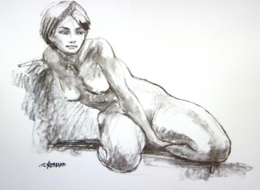 Drawing titled "fusain 1999 41" by Christian Rolland, Original Artwork, Charcoal