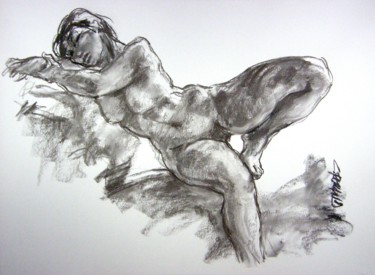 Рисунок под названием "fusain 2000 36" - Christian Rolland, Подлинное произведение искусства, Древесный уголь