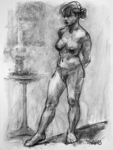 Drawing titled "fusain 1993 8" by Christian Rolland, Original Artwork, Charcoal