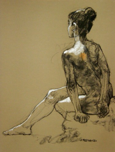 Dibujo titulada "fusain et craie 202…" por Christian Rolland, Obra de arte original, Carbón