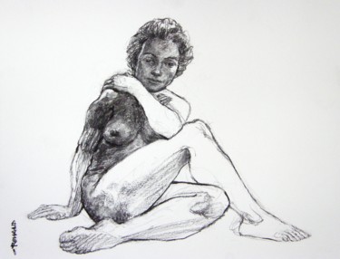 Drawing titled "fusain 50/65 2020 13" by Christian Rolland, Original Artwork, Charcoal