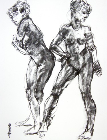 Drawing titled "fusain 50/65 2020 25" by Christian Rolland, Original Artwork, Charcoal