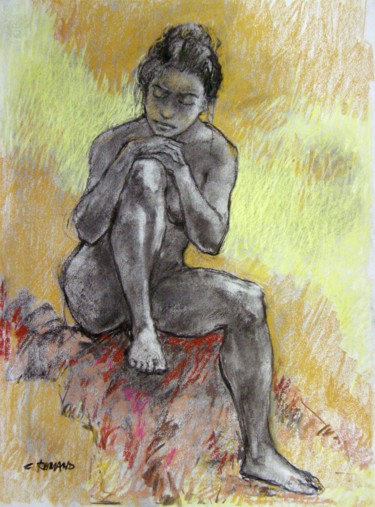 Dibujo titulada "fusain craie 55/75…" por Christian Rolland, Obra de arte original, Carbón