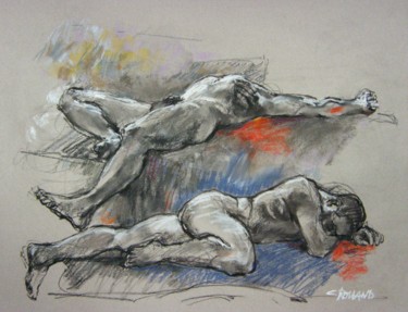 Drawing titled "fusain & craie 50/6…" by Christian Rolland, Original Artwork, Charcoal