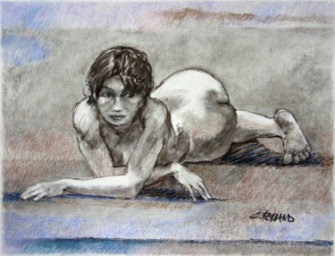 Drawing titled "fusain et craie 50/…" by Christian Rolland, Original Artwork, Charcoal