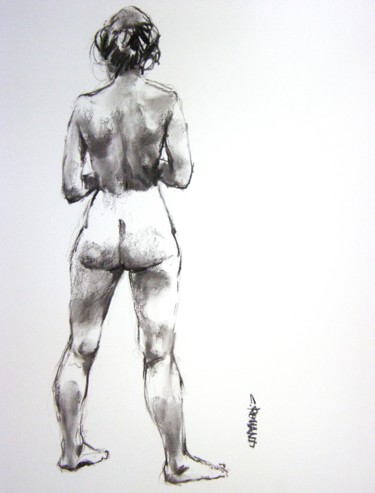 Drawing titled "fusain 50/65 2003 20" by Christian Rolland, Original Artwork, Charcoal