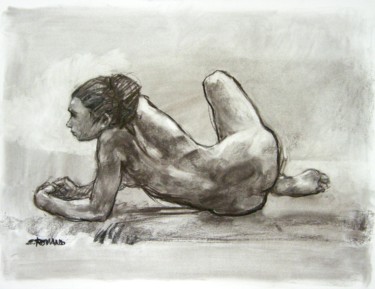 Drawing titled "fusain et craie 50/…" by Christian Rolland, Original Artwork, Charcoal