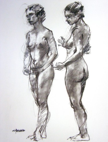 Drawing titled "fusain 50/65 2003 8" by Christian Rolland, Original Artwork, Charcoal