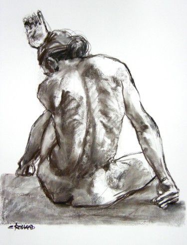 Drawing titled "fusain 50/65 2003 36" by Christian Rolland, Original Artwork, Charcoal