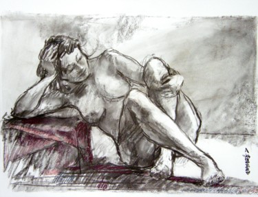 Drawing titled "fusain 50/65 2003 40" by Christian Rolland, Original Artwork, Charcoal