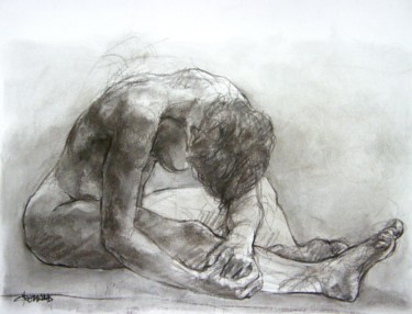 Drawing titled "fusain 50/65 2003 58" by Christian Rolland, Original Artwork, Charcoal