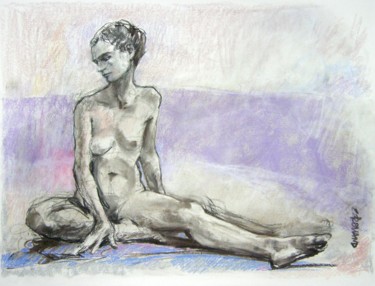 Drawing titled "fusain & craie 50/6…" by Christian Rolland, Original Artwork, Charcoal