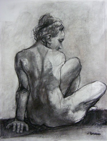 Drawing titled "fusain 50/65 2004 37" by Christian Rolland, Original Artwork, Charcoal