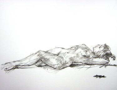 Drawing titled "fusain 50/65 2005 1" by Christian Rolland, Original Artwork, Charcoal