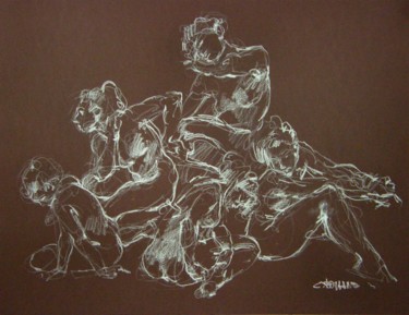 Disegno intitolato "craie 50/65 2005 5" da Christian Rolland, Opera d'arte originale, Gesso