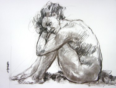 Drawing titled "fusain 50/65 2005 8" by Christian Rolland, Original Artwork, Charcoal