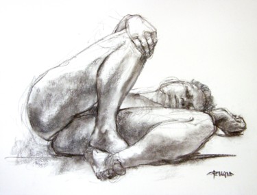 Drawing titled "fusain 50/65 2005 13" by Christian Rolland, Original Artwork, Charcoal