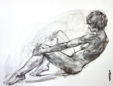 Drawing titled "fusain 50/65 2005 14" by Christian Rolland, Original Artwork, Charcoal