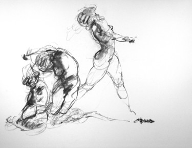 Drawing titled "fusain 50/65 2005 24" by Christian Rolland, Original Artwork, Charcoal