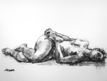Drawing titled "fusain 50/65 2005 21" by Christian Rolland, Original Artwork, Charcoal
