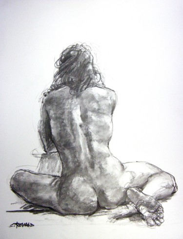Drawing titled "fusain 50/65 2005 50" by Christian Rolland, Original Artwork, Charcoal